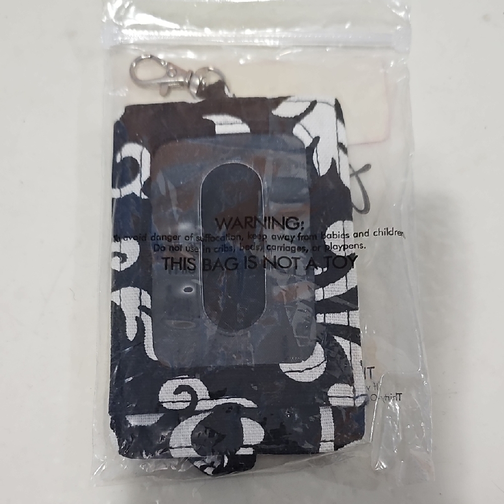 New Thirty-One Black and White Floral Badge Buddy Gift Teacher Christmas